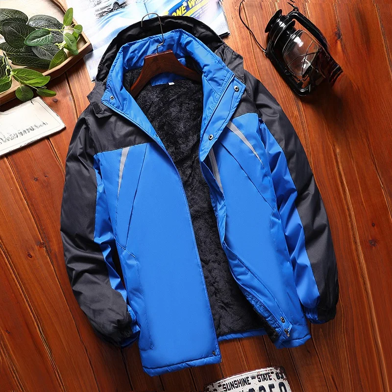 

Men's Loose Large Size Winter Cotton Jaet with Hood Warmth Insulation Windproof Fce Lined Extra Cotton Fill Workwear Coat