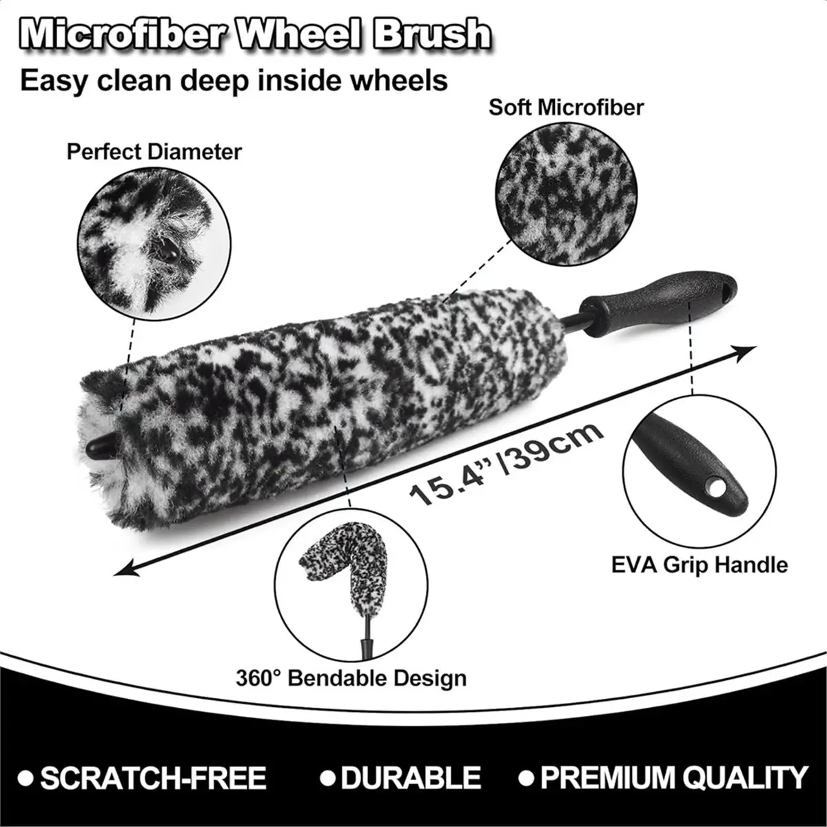 STOCK-Car Wheel Brush Kit, Tire Brush, Wheel Cleaner Brush, Soft-Bristled Rim Cleaner Brush, Tire Shine Applicator Pad ,7 Pack