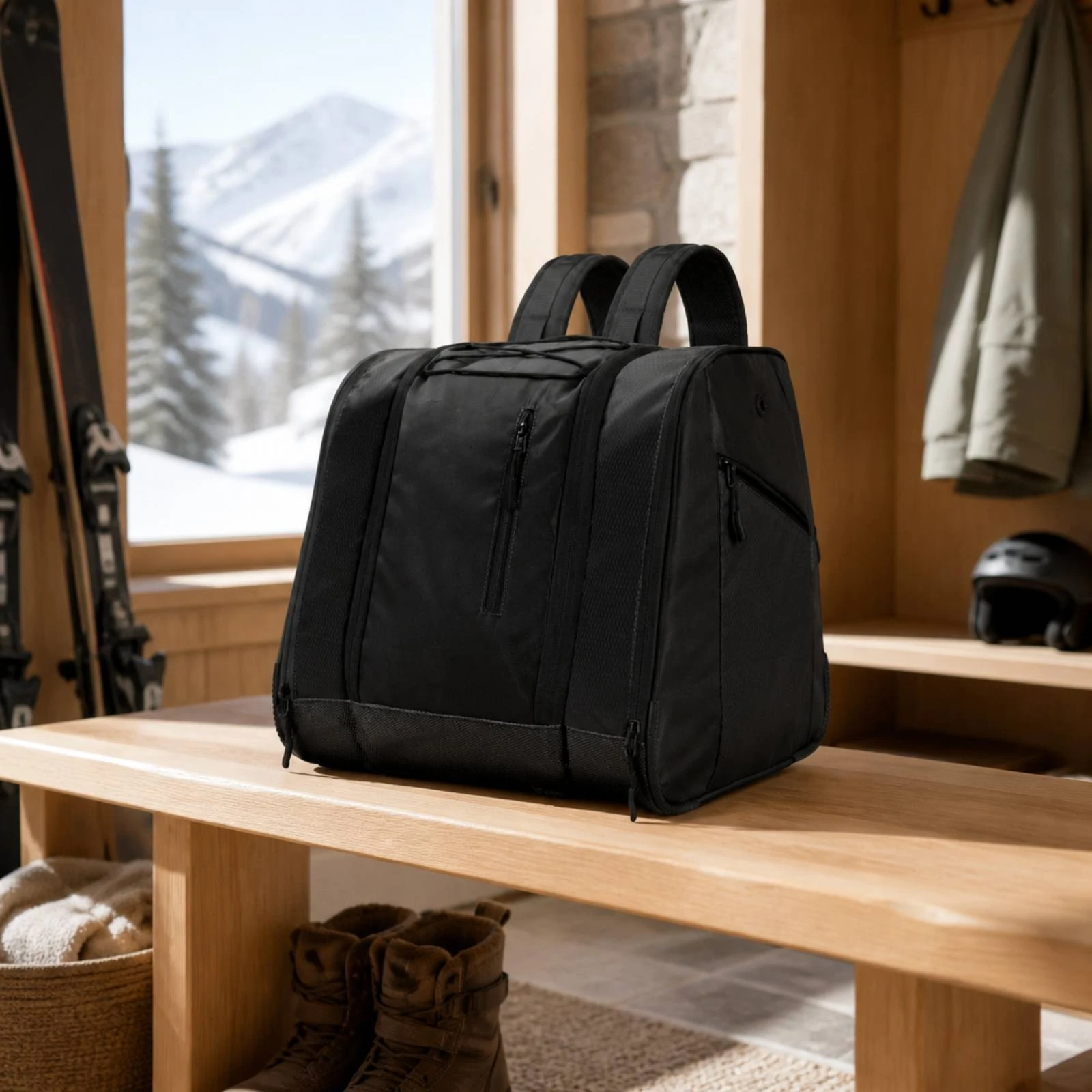 Sports Gear Backpack with Boot Compartment Reinforced Bottom Multifunctional Sports Storage Pack Cube-Shaped Travel Gear Bag