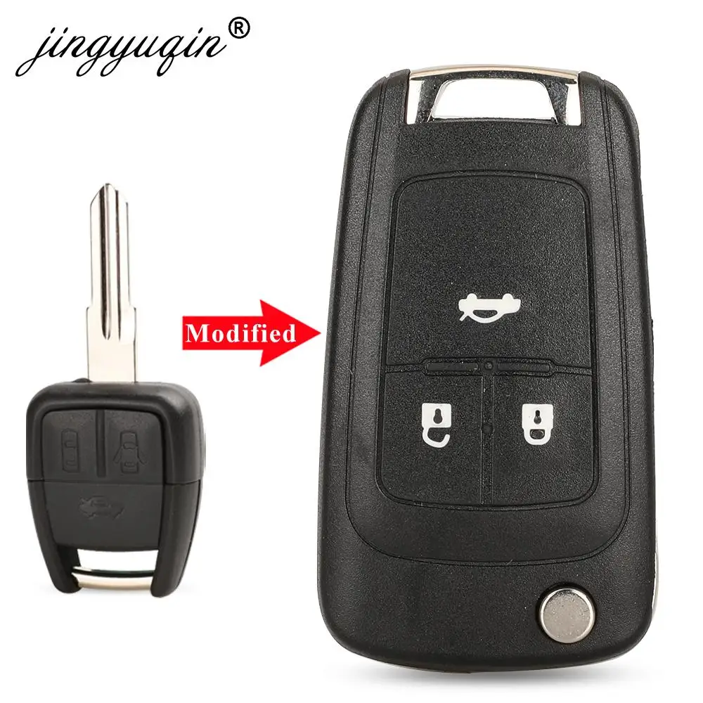 

jingyuqin 2/3BTN YM28/HU46 Modified Flip Remote Car Key Shell For Chevrolet Cruze Aveo Upgrade Flip Car key Fob Case