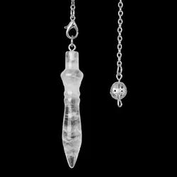 Natural Gem Stone Crystals Pendulum Egyptian Cone Clear Quartz Pendulums for Dowsing Divination Reiki Spiritual Pendulos X177