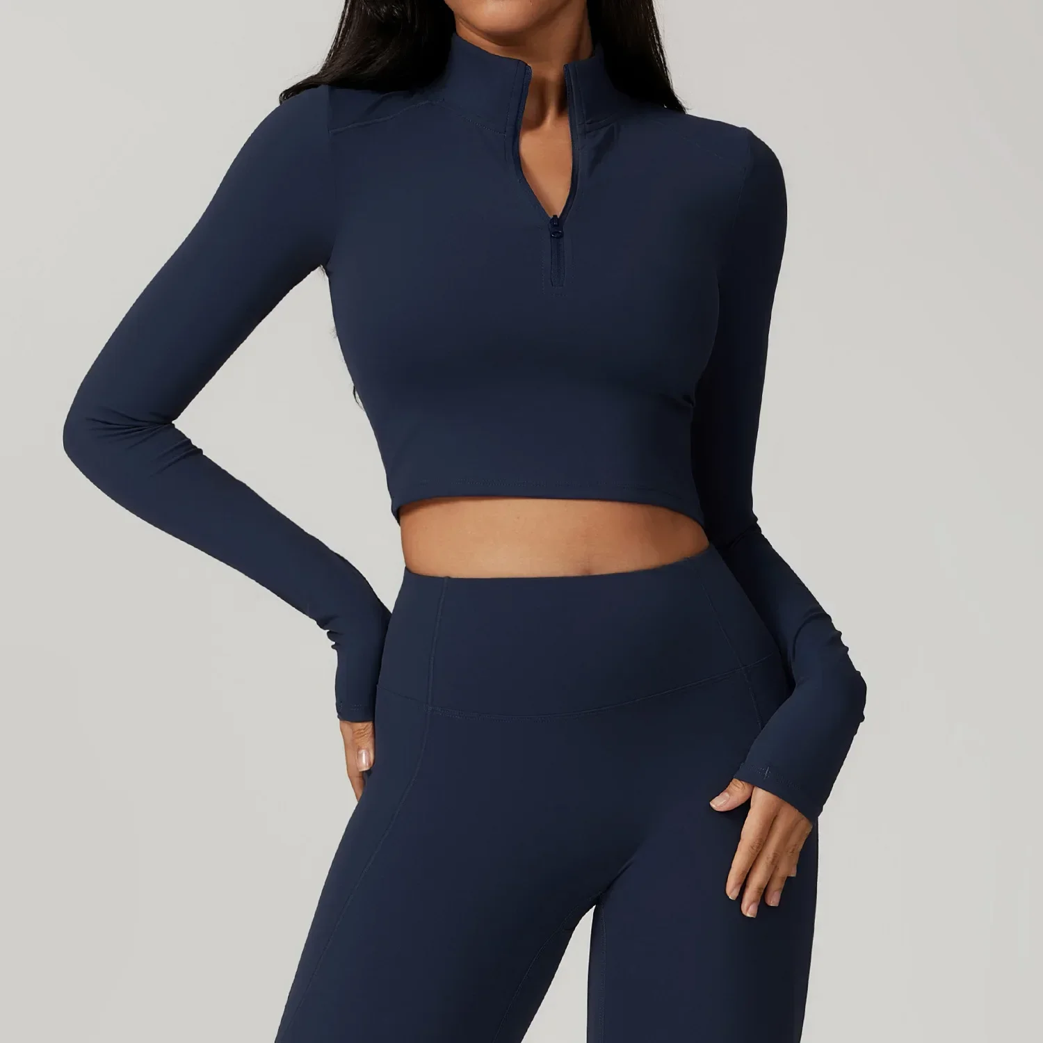 Women's Yoga Shirt Half Zipper Long Sleeved Sports Gym Jacket Workout Running Training Fitness Top Push Up Running Yoga Tops