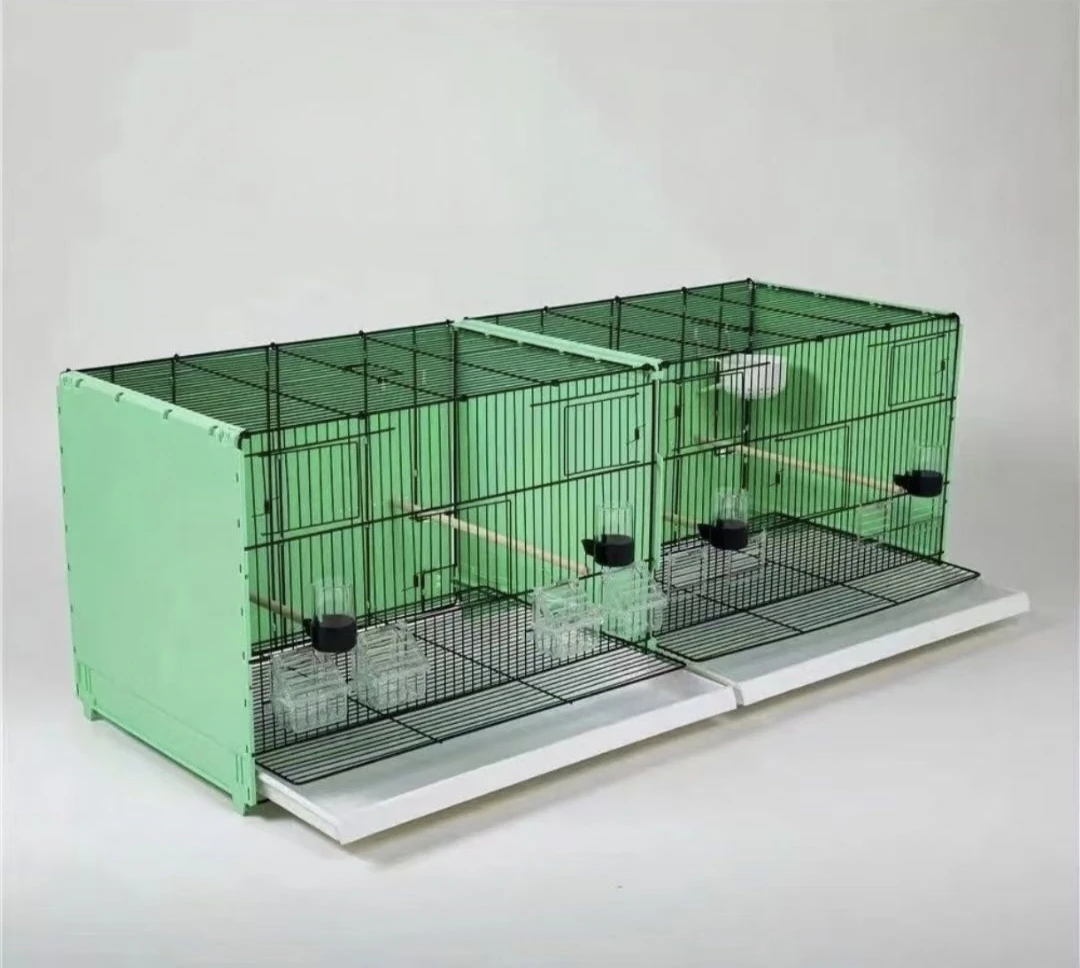 Upgraded large flying bird cage - 4 front doors, full backboard and divider for breeding, parrot cage with seed guard