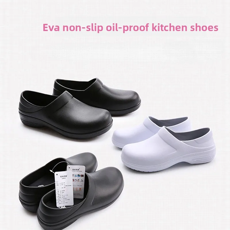 chef Safety Shoes Non-slip Kitchen Work Shoes For Men Women Oilproof Waterproof Rain Boots EVA Lightweight Soft Water Shoes_voghion.com