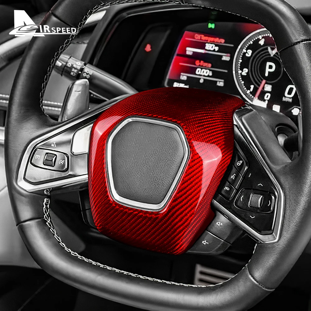 

Car Steering Wheel Center Cover Trim Sticker Real Hard Carbon Fiber For Chevrolet Corvette C8 2020 2021 2022 2023 Accessories