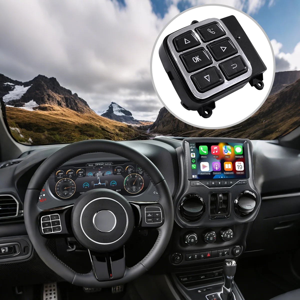 عجلة توجيه سيارة التبديل ل جيب رانجلر JK 2011-2018 ، JK زر JK ماتي زر وحدة التحكم التبديل #2