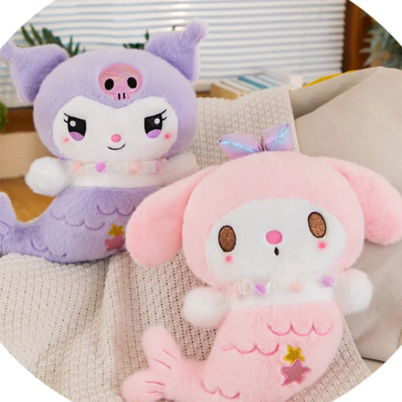 Periféricos de Anime Kuromi Melody de 60cm, juguete de peluche de sirena Kawaii, peluches transformados, cojín de muñeca suave, regalos de cumpleaños para niños