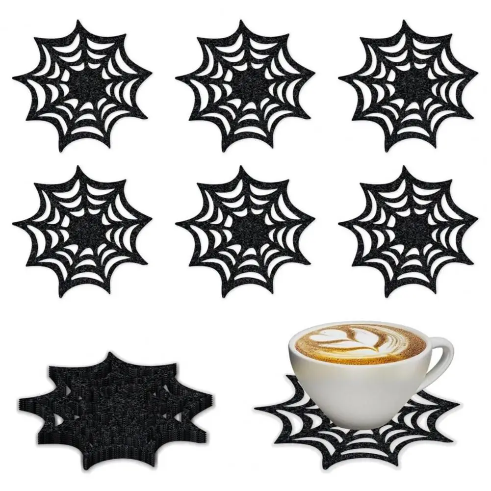 Halloween Spider Web Coasters Decorative Spider Web Coasters Spider Web Felt Coasters Halloween Drink Mats Table for Home