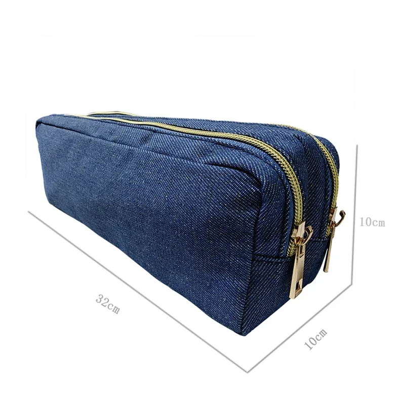 nylon waterproof double zipper pencil case with large capacity pencil box cosmetic storage bag dry and wet separation wash bag