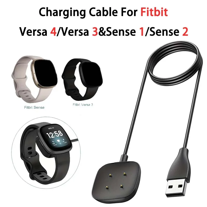 Charger Cable for Fitbit Versa 4 / 3, Sense 2, 3.3Ft USB Charging Cable with Magnetic Dock Stand