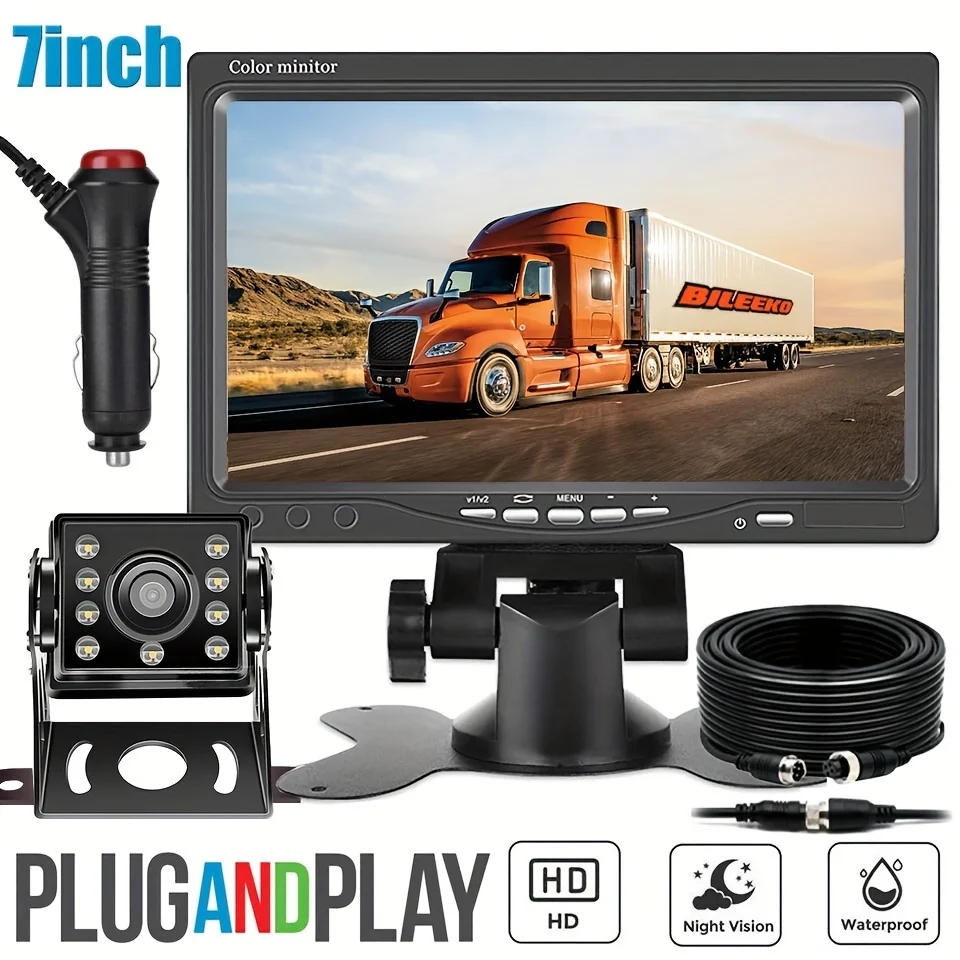 Veículo Rear View Backup Kit com 7 "Display Monitor, Heavy Duty, visão noturna, câmera reversa, Assistente de estacionamento