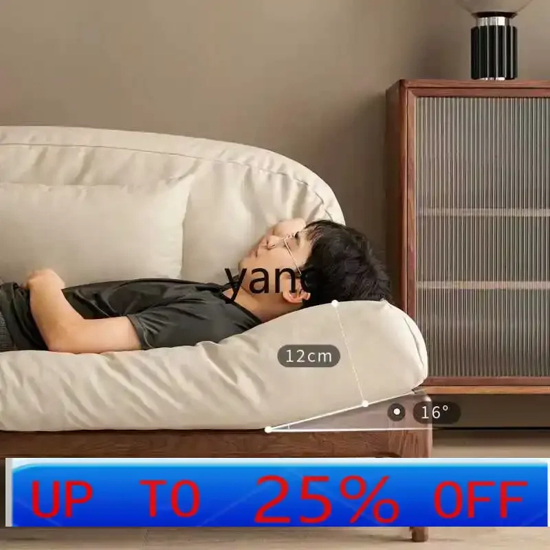 

LMMsmall apartment solid wood sofa lazy retro fabric sofa casual leave-in simple leather sofa