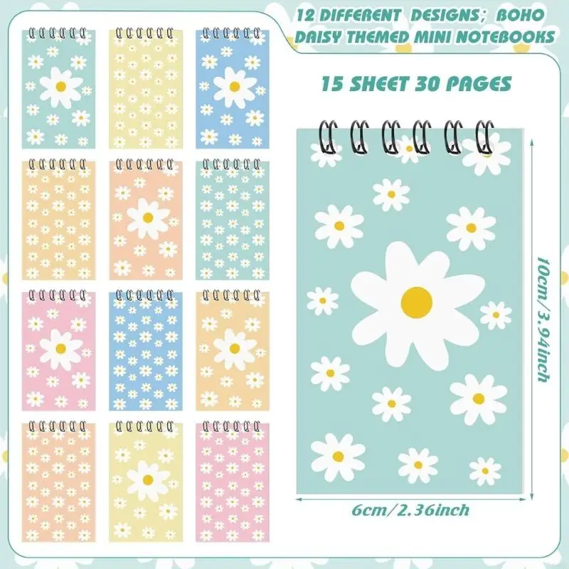 W89C 12pcs Twin Coil Binding Notepbook 30 -страничный карманный блокнот маленький ноутбук для написания рисования.