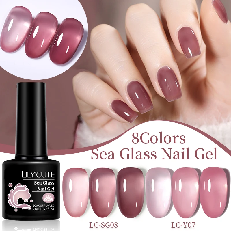 LILYCUTE 7ML Jelly Gel Semi-transparenter meerblauer Nagelgelpoliermittel Semi Permanent Lack Soak Off UV LED Gel für Nail Art Design
