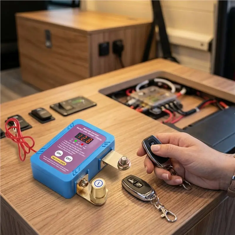 HOT-Auto Battery Master Switch 240A 12V Remote Control Disconnect Switch With Led Voltage Display Remote Functionality