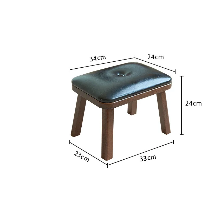 Nordic Luxury Solid Wood Square Stool Home Living Room Sofa Stool Soft Bag Bench Balcony Tatami Stool Shoe Stool