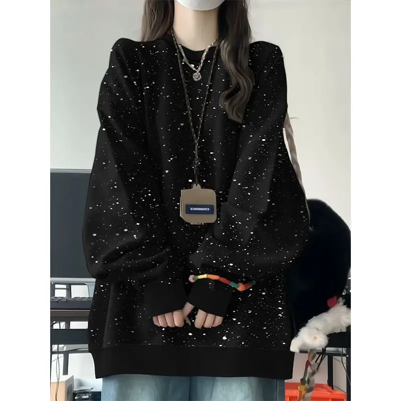 Sweat-shirt court pour femmes, hauts vintage en peluche, blocage des broderies, vêtements de sport, col rond, manches rayées, graphique Hip-Hop rond