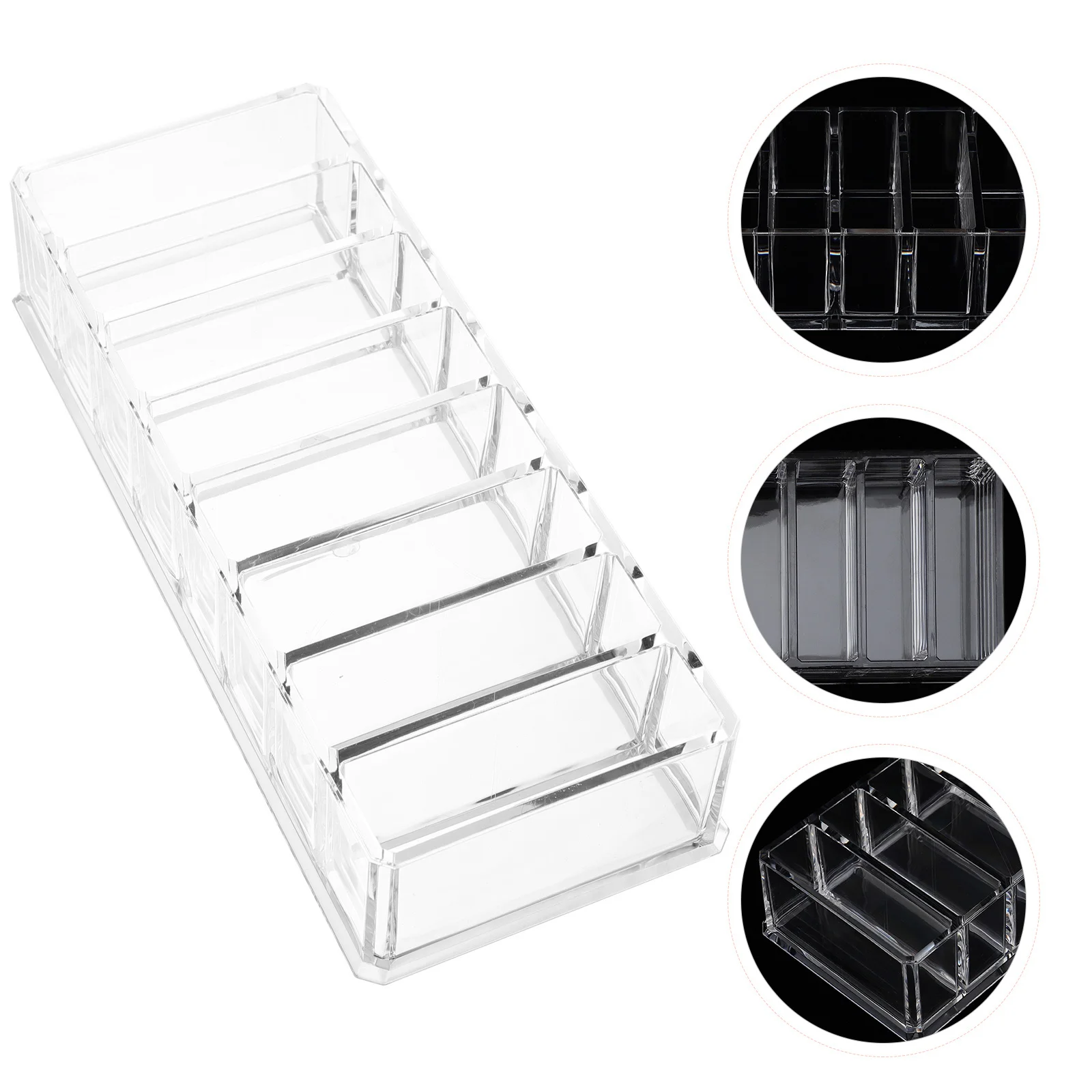 

1Pcs 8 Compartment Clear Acrylic Lipstick Organizer Stand Pressed Powder Storage Display Case Makeup Compact Holder