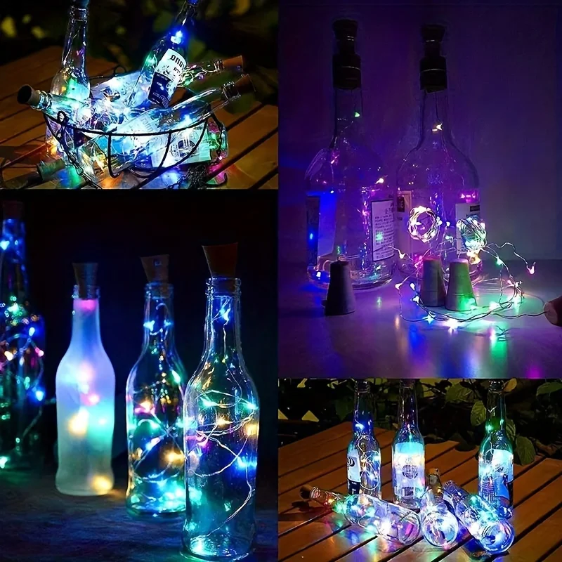 6 Pack Solar Powered Wine Bottle Lights 20 LED Waterproof Copper Wire Cork Solar Lamp for Wedding Christmas Outdoor Garden Decor