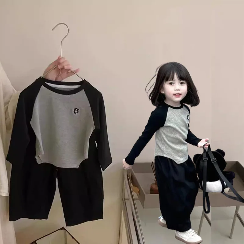 

Early Autumn Children's Clothing Girls' Suit Baby Girls' Long SleeveTT-shirt2024New Children's Korean-Style Trendy Cool Bottomin