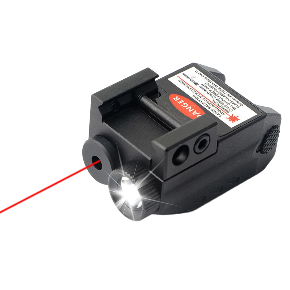 Tactical LED Weapon Gun Light Red Laser Sight Combo 350 Lumen USB Rechargeable Pistol Light Compact Rail Mount Weapon Light