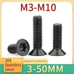 5/10/50Pcs M1.6 M2 M2.5 M3-M8 Black Torx Head Flat Countersunk Screw Six Lobe Bolt A2-70 304 Stainless Steel Support Customize