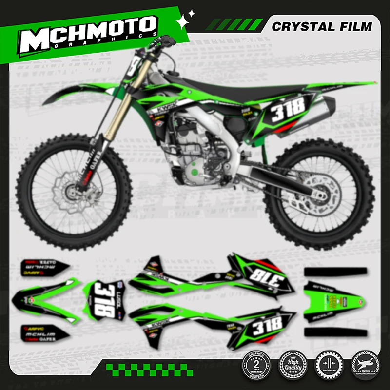 

MCHMFG для KAWASAKI KXF250 KX250F KXF 2017 2018 2019 2020 17-20 MOTOR Custom Team мотоциклетные графические наклейки комплект 001