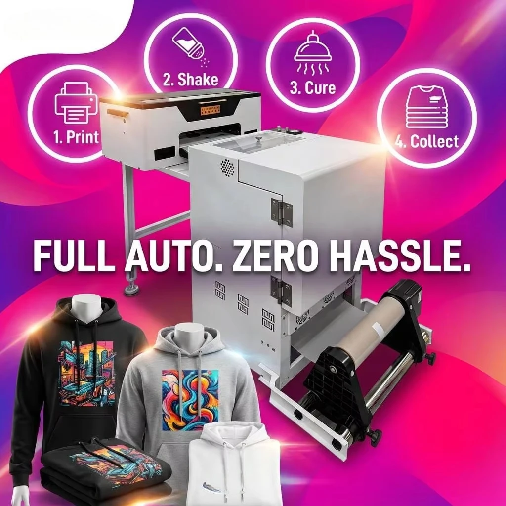 Full Auto DTF Printing Machine Garment Printer Heat Press System Zero Hassle