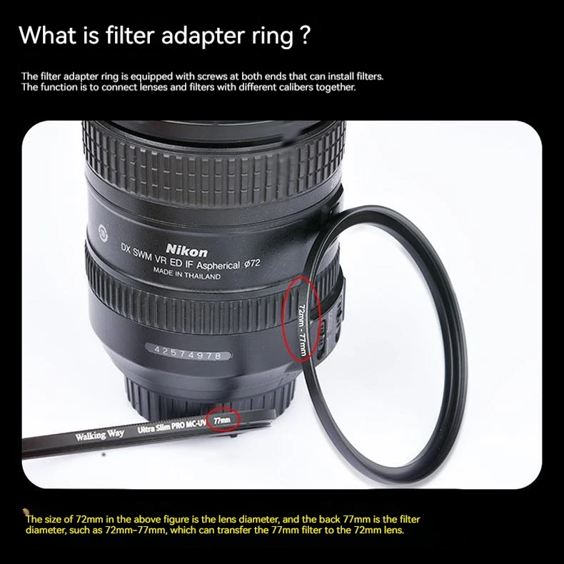 9pcs 18pcs Camera Lens Filter Step Up/Down Adapter Ring Set 37-82mm 82-37mm for All DSLR Camera Lens Mount Set Kit