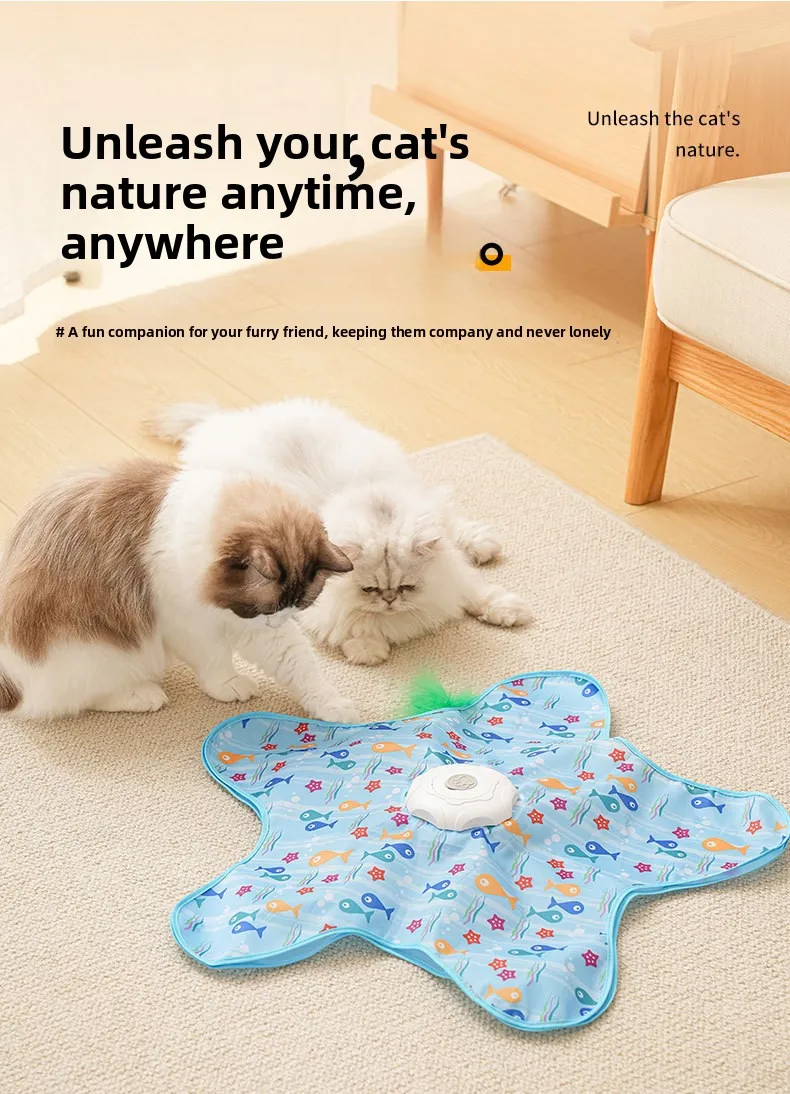 Cat Toys Interactive Hide and Seek Cat Toy with Mouse Squeaky Motion Activated Moving Concealed Feathers Kitten Teaser Toy