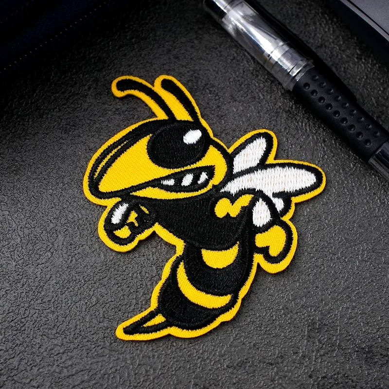 Honeybee Size:6.4x7.5cm Patch for Clothing Iron on Embroidered Sew Applique Cute Fabric Badge DIY Apparel Accessories