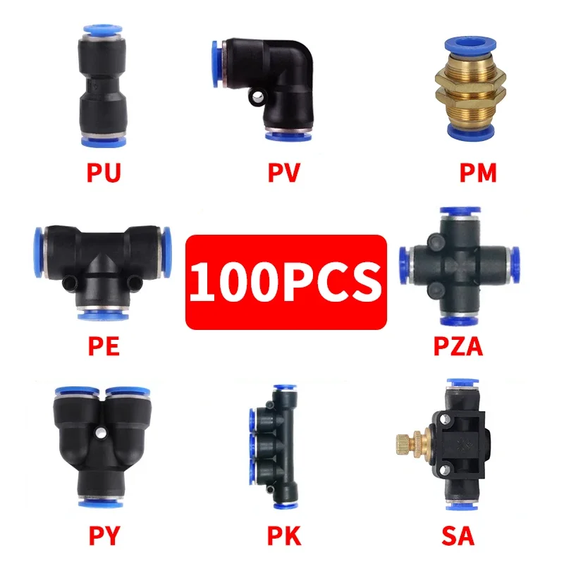 Pneumatic Fittings Pipe Connectors Quick Release Connector PU PY PK PE PV SA Air Tube 4mm 6mm 8mm 10mm Push In Hose Couping