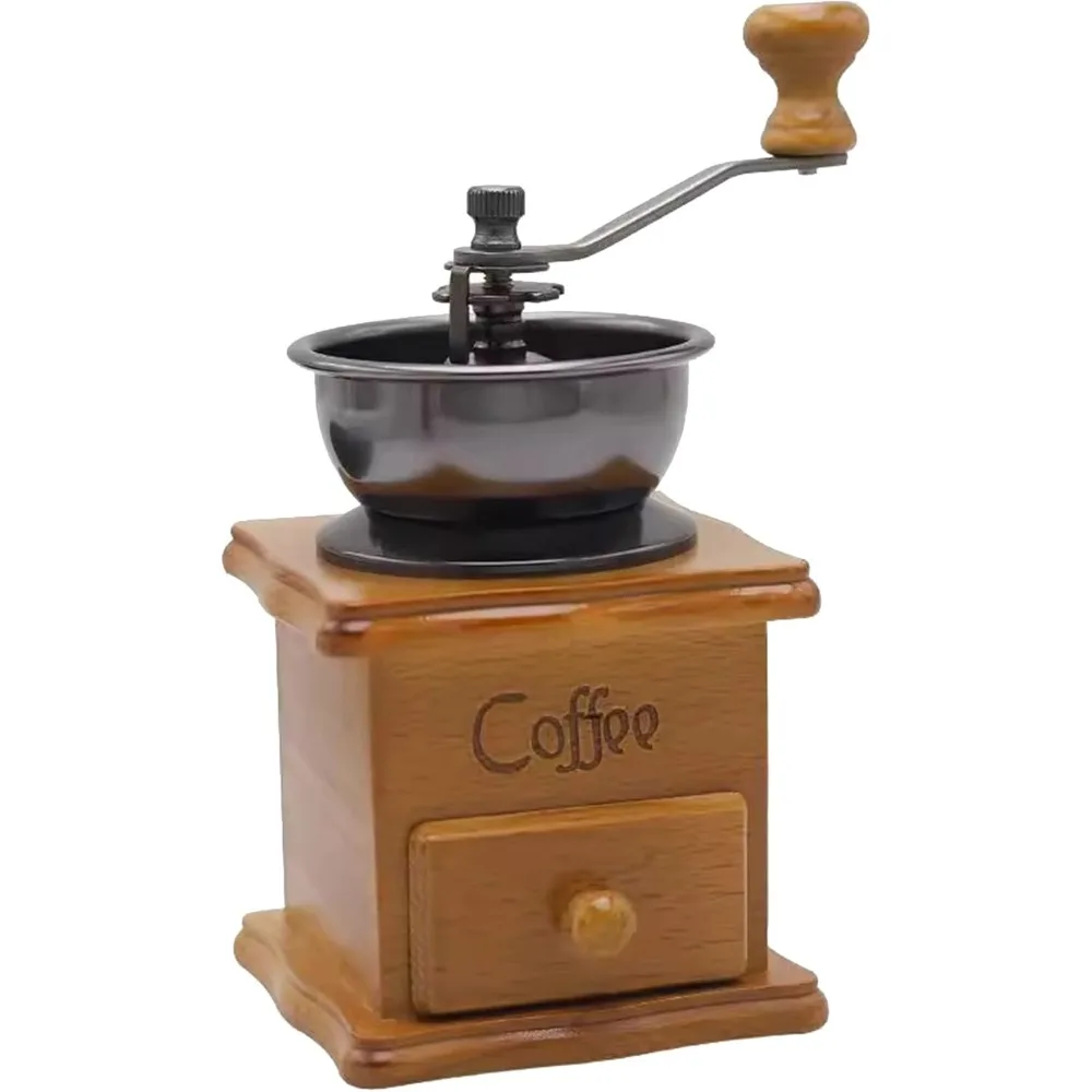 Manuelle Kaffeemühle, klassische italienische Handkurbelmühle mit verstellbarer, tragbarer Multifunktions-Kaffeebohnenmühle