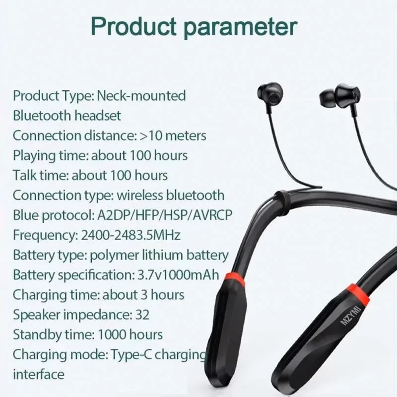 MZYMI ワイヤレスイヤホン 200 時間再生ネックバンド Bluetooth 5.1 ヘッドフォンヘッドフォンマイク付き 9D ステレオイヤフォンヘッドセット