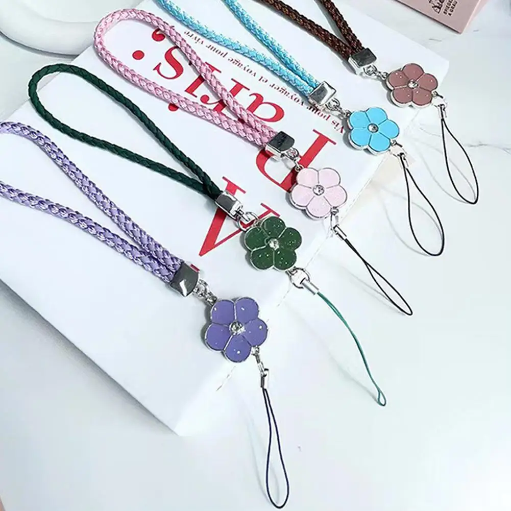 Mobile Phone Case Lanyard Strap Universal Plum Blossom Pendant For iPhone 15 Pro Hand Straps Anti-lost Wrist Rope C7N8