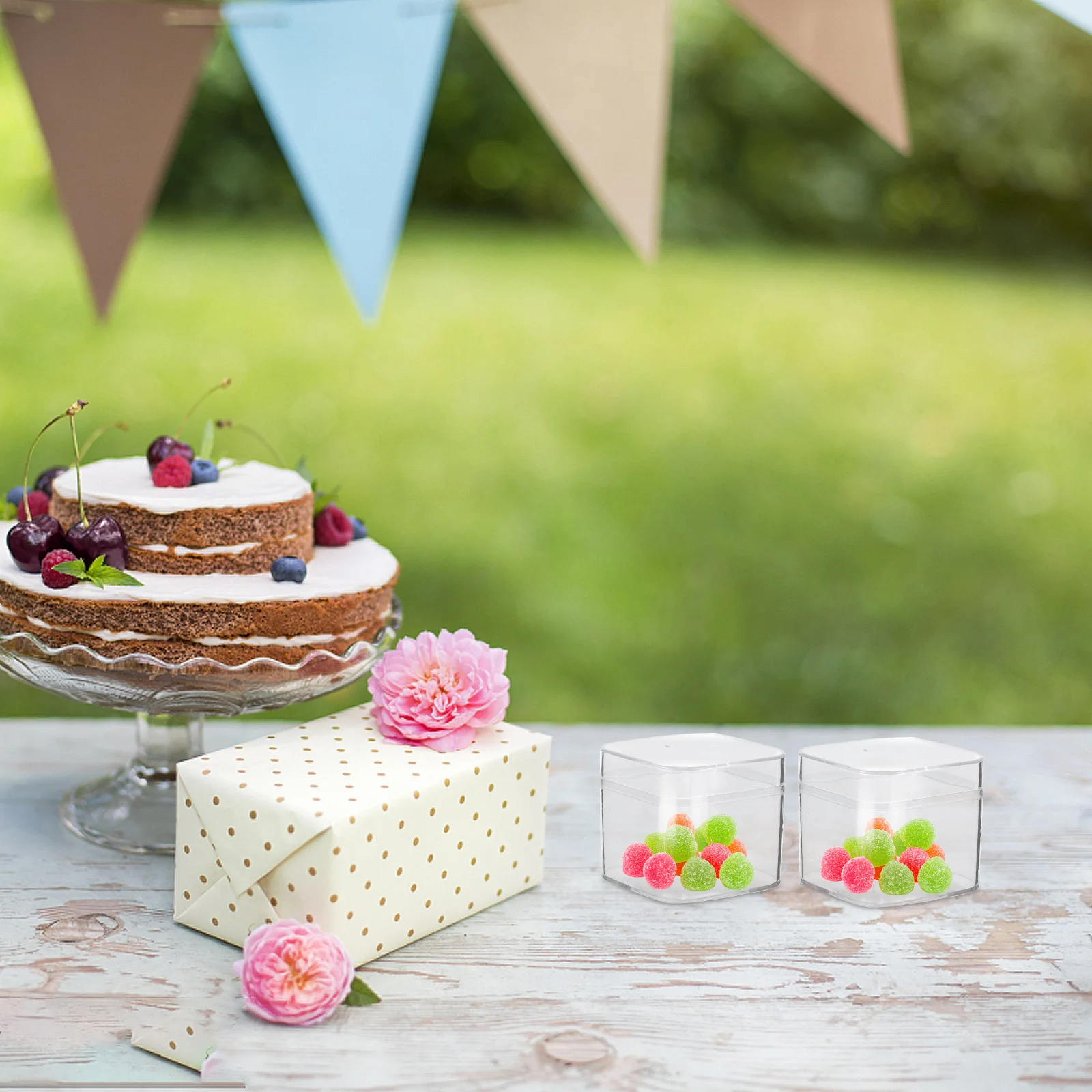 

6Pcs Clear Favor Boxes Small Transparent Containers with Lids Candy Chocolate Packaging Box for Wedding Birthday Party Treats