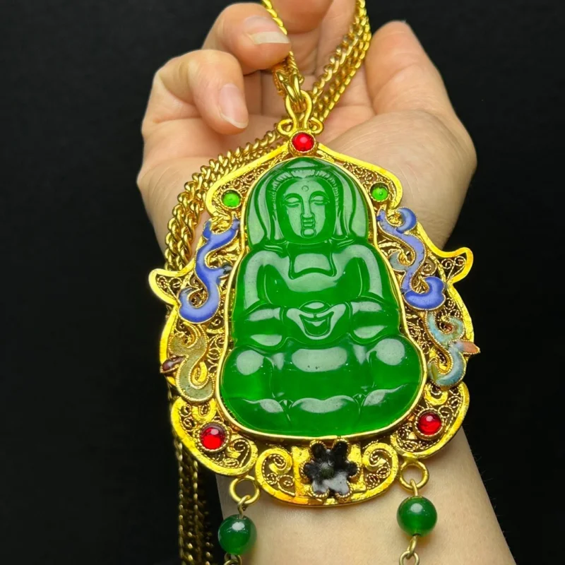 

Certified Nature Burmese jade Jadeite guanyin amulet Return Pendant&NecklaceGuanyin