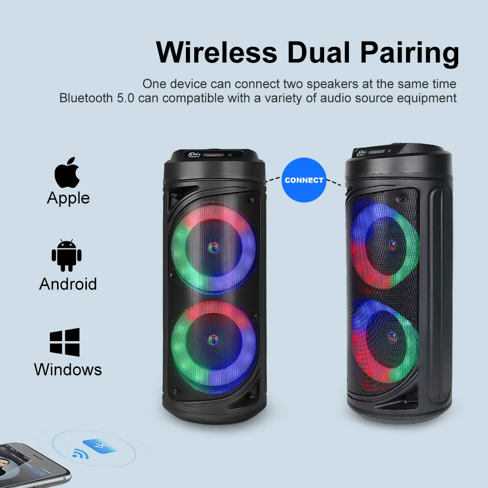 Lowest Price Loudspeaker Double 6.5-inch Speaker Rechargeable Wireless Bluetooth Karaoke Boombox 200W Peak High Power With Mic