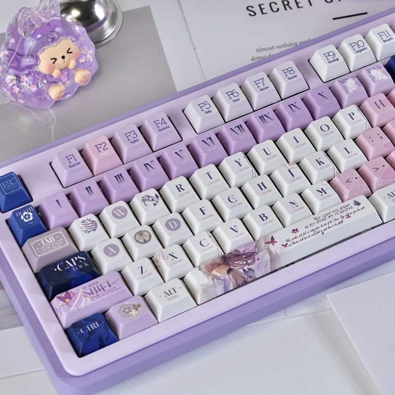 

MAIMOOO аниме Keycap Honkai: Star Rail Castorice колпачки для клавиш для механической клавиатуры Cherry Profile PBT пользовательские фиолетовые игровые колпачки для клавиш