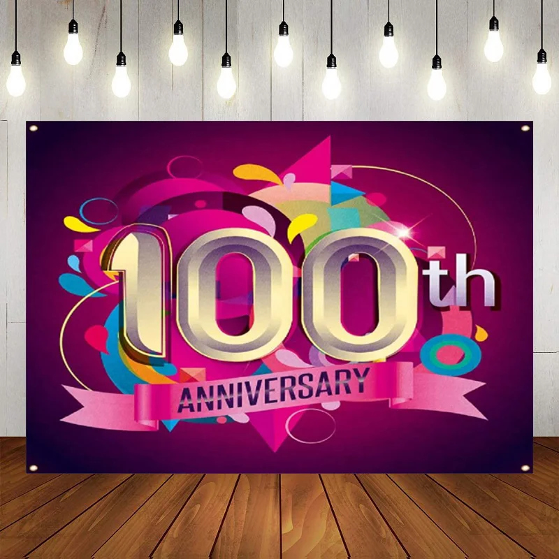 

Happy 100th Birthday Party Banner Backdrop 100 Years Old Birthday Decorations Supplies Photography Background Poster Photo