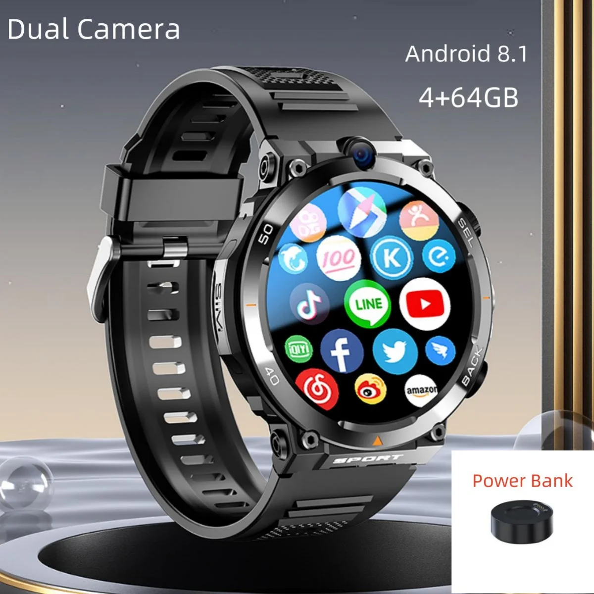 4G+64G H10 Smartwatch Dual Camera Video Calls Wifi Google Play Download APP Software Large Battery Capacity SIM Card Smart Watch