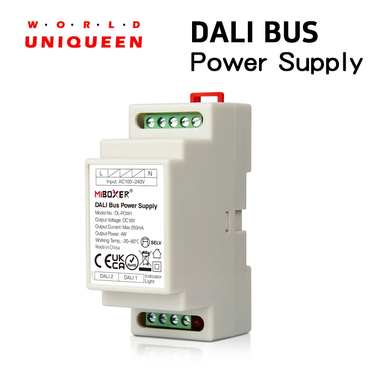 Miboxer DIN Rail type DALI Bus power supply AC 100-240V, for DALI light control system, common DALI power