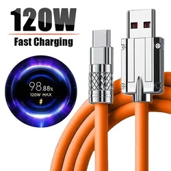 120 W snellaadkabel 2 meter verlengde aluminiumlegering Type C-interface 6A datalijn snel opladen voor Huawei Samsung Xiaomi