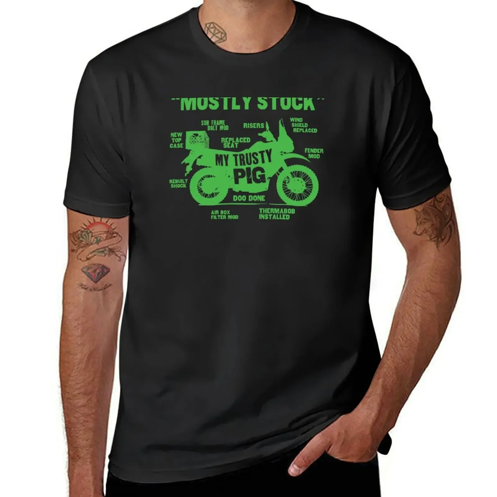 My Trusty Pig Mostly Stock KLR 650 with Mods T-Shirt oversizeds plus sizes t shirts for men cotton