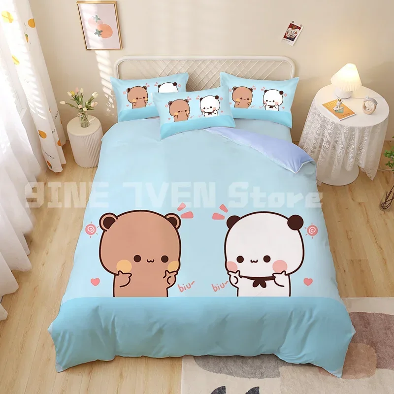 Yier Bubu Kawaii Cartoon Children's 1.5m Sheets Set Of Three Students Single Cute Quilt Cover Panda Animation Derivatives Gift