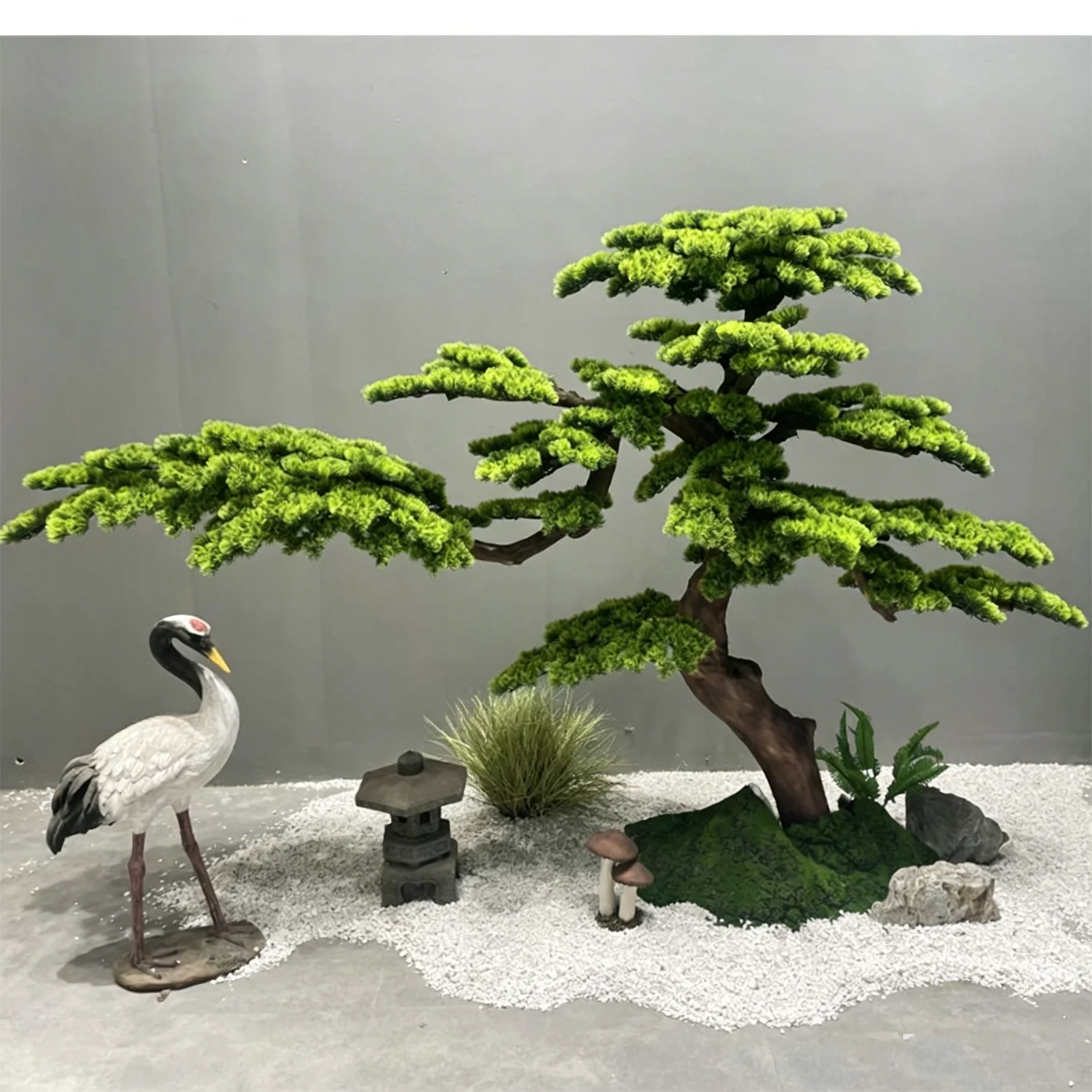 

Realistic Podocarpus Artificial Bonsai Pine Tree Faux Guest-Greeting Indoor Plant Home Office Desk Shelf Decor