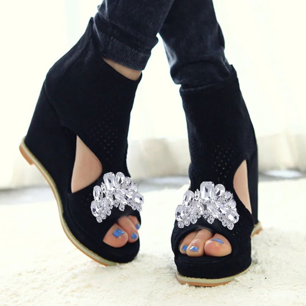 

2Pcs Rhinestone Shoe Buckles for High-Heels Sandals Pumps Instant Decoration with Attractive Brightness Rhinestone Shoe Clips