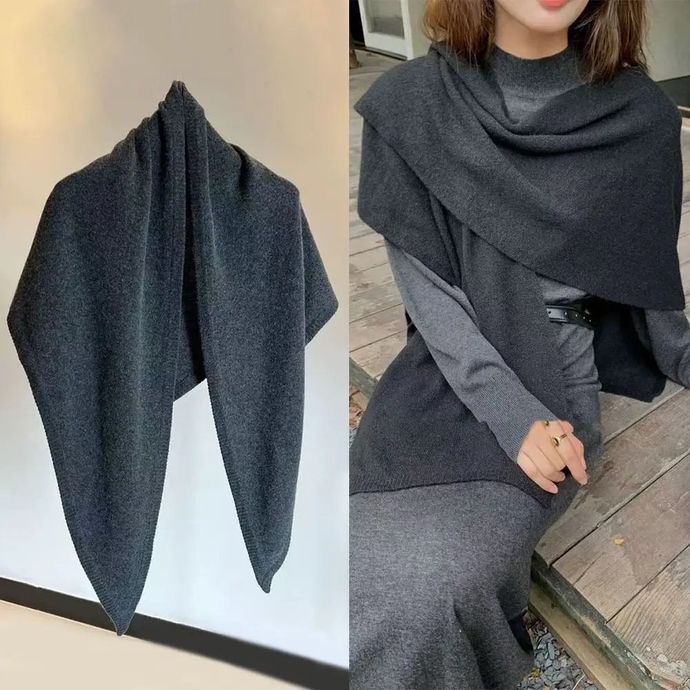موضة كبيرة طويلة مثلث وشاح محبوك أوشحة شتوية كبيرة الحجم الصوف الخالص الكشمير متعددة الوظائف شال السفر النساء
