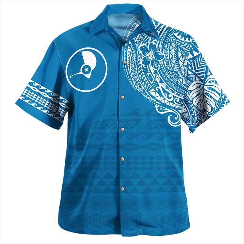 

3D Printing The Federated States Of Micronesia Yap State Flag Emblem Shirts Men Summer Hawaiian Short Shirts Cool Blouses Shirts