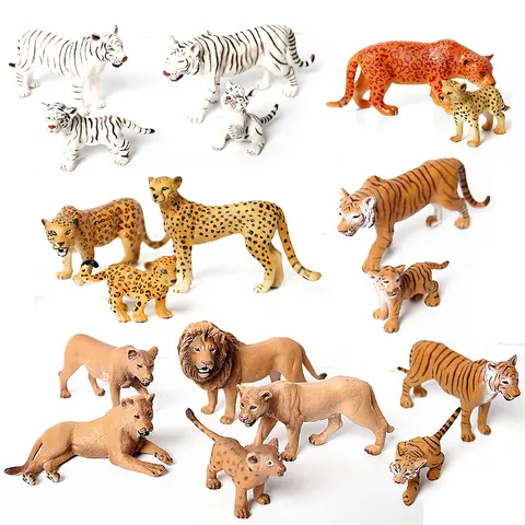 Vilda djurfigurer leksakslejon tiger leopard panter gepard plastmodell leksaker djungeldjur figurer actionfigur barnpresenter 10 best sales djungeldjur - №9